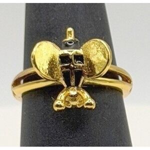 Gold Honey Bee Ring Adjustable Size 6 6.5 Nature Jewelry